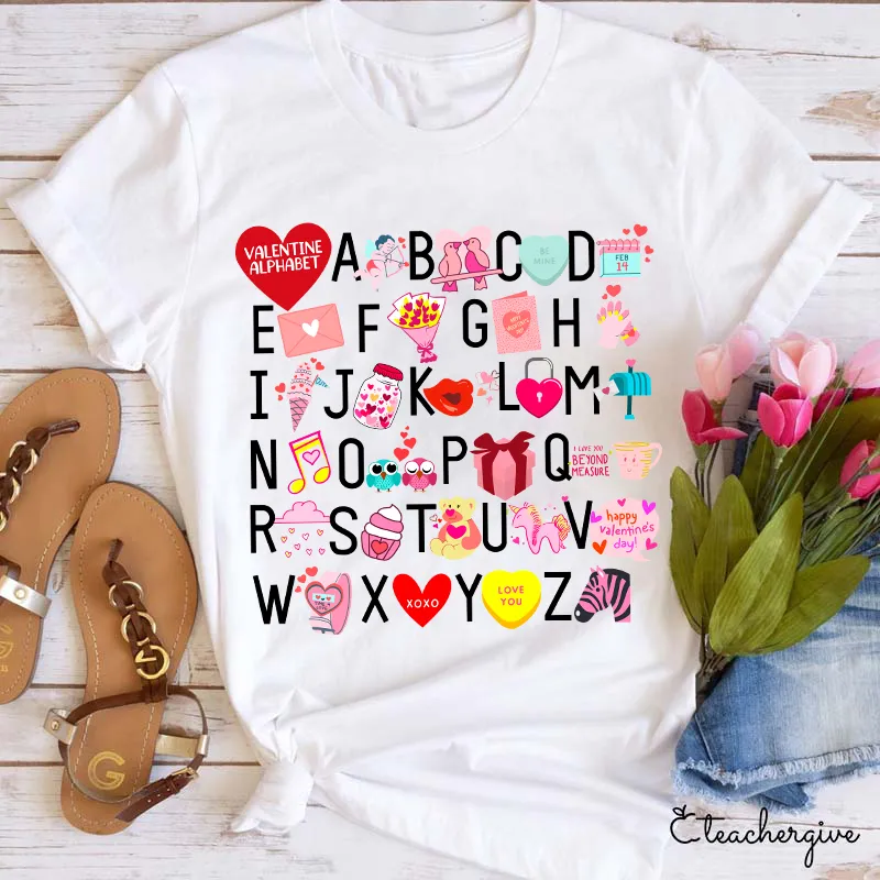 Valentine Alphabet Teacher T-Shirt Sale-Teachersgram‏