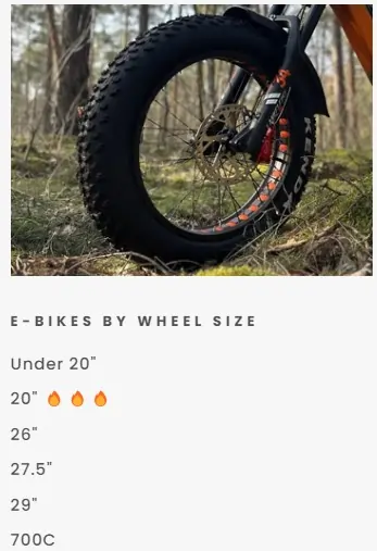 E-bikes by Wheel Size