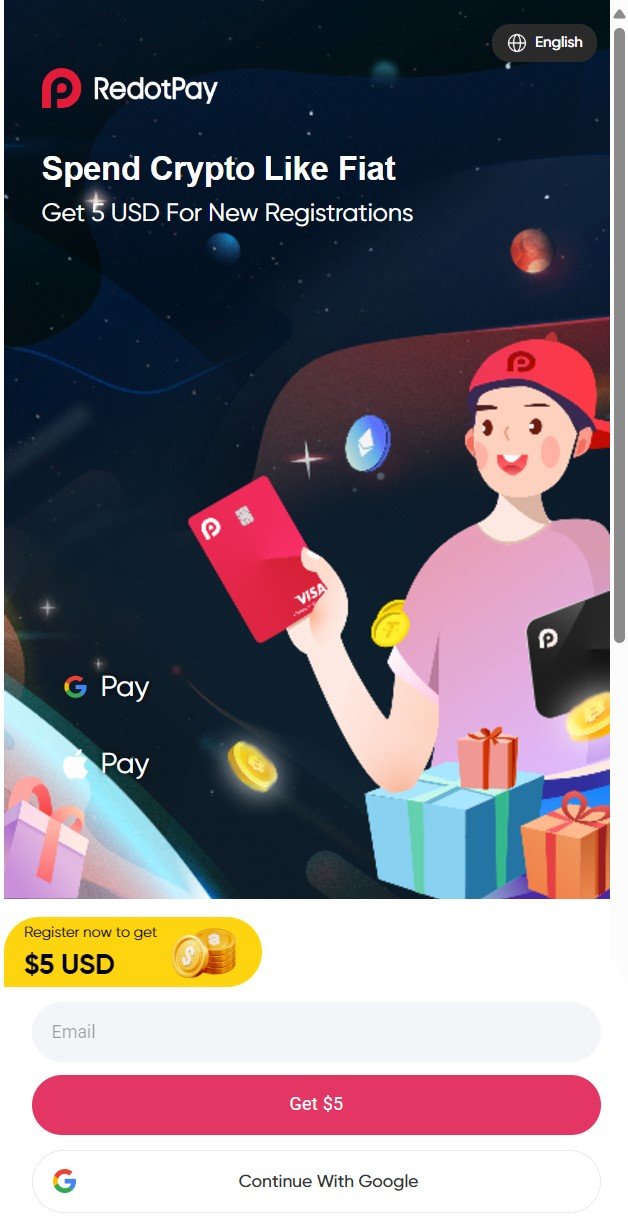 #redotpay get 5 usd